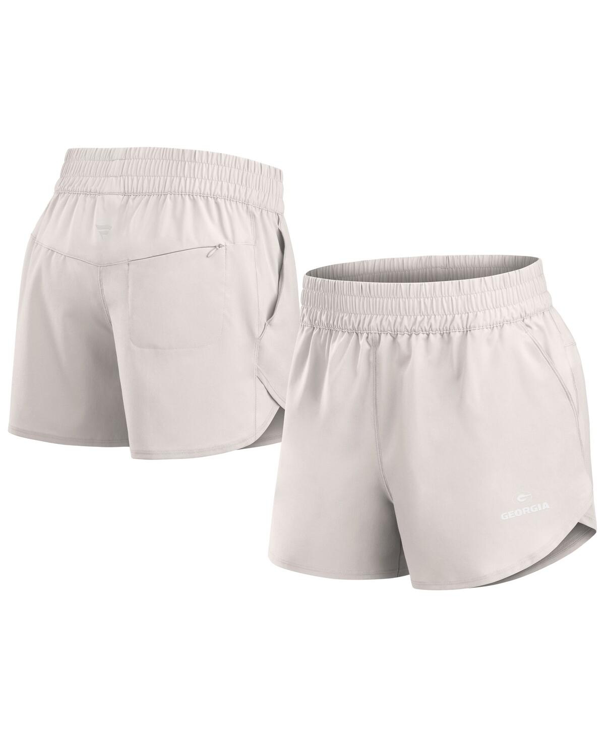 Fanatics Women's White Georgia Bulldogs Studio Woven Vibe Shorts In Gray