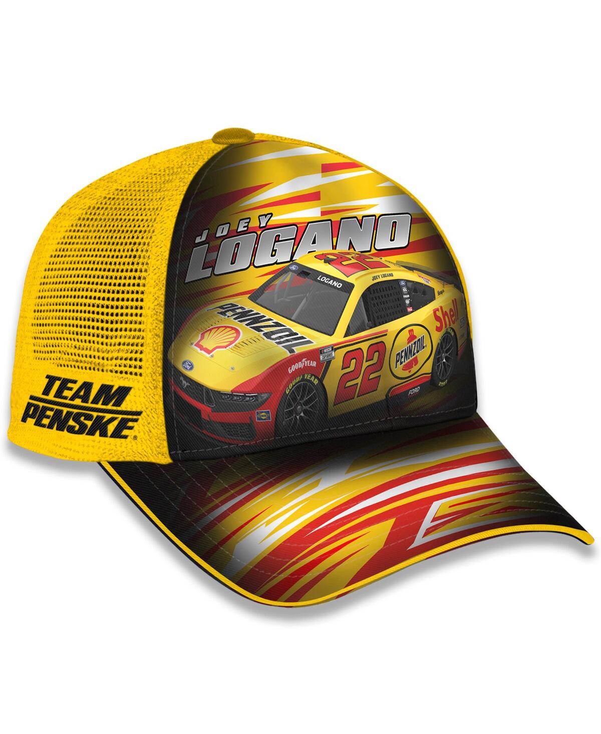 Checkered Flag Sports Big Boys And Girls Yellow Joey Logano Shell-pennzoil Adjustable Trucker Hat In Yellow