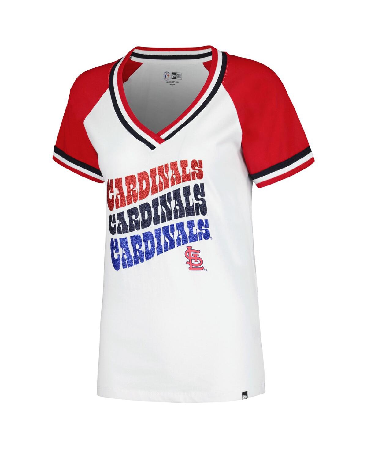 New Era Men's White St. Louis Cardinals Jersey Double Binding Raglan V-neck T-shirt In White