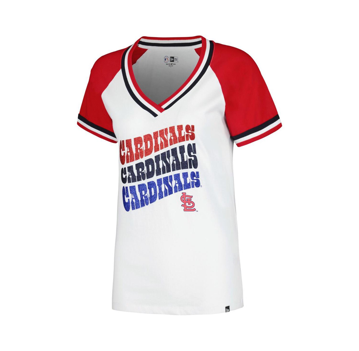 Men's White St. Louis Cardinals Jersey Double Binding Raglan V-Neck T-Shirt