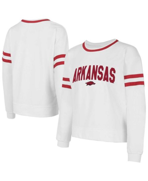 Женский топ Concepts Sport Concept Sport White Arkansas Razorbacks Borough French Terry Arch Over Long Sleeve