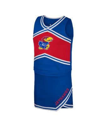 Big Girls 2-Piece Royal Kansas Jayhawks Cheerleader Top and Skirt Set