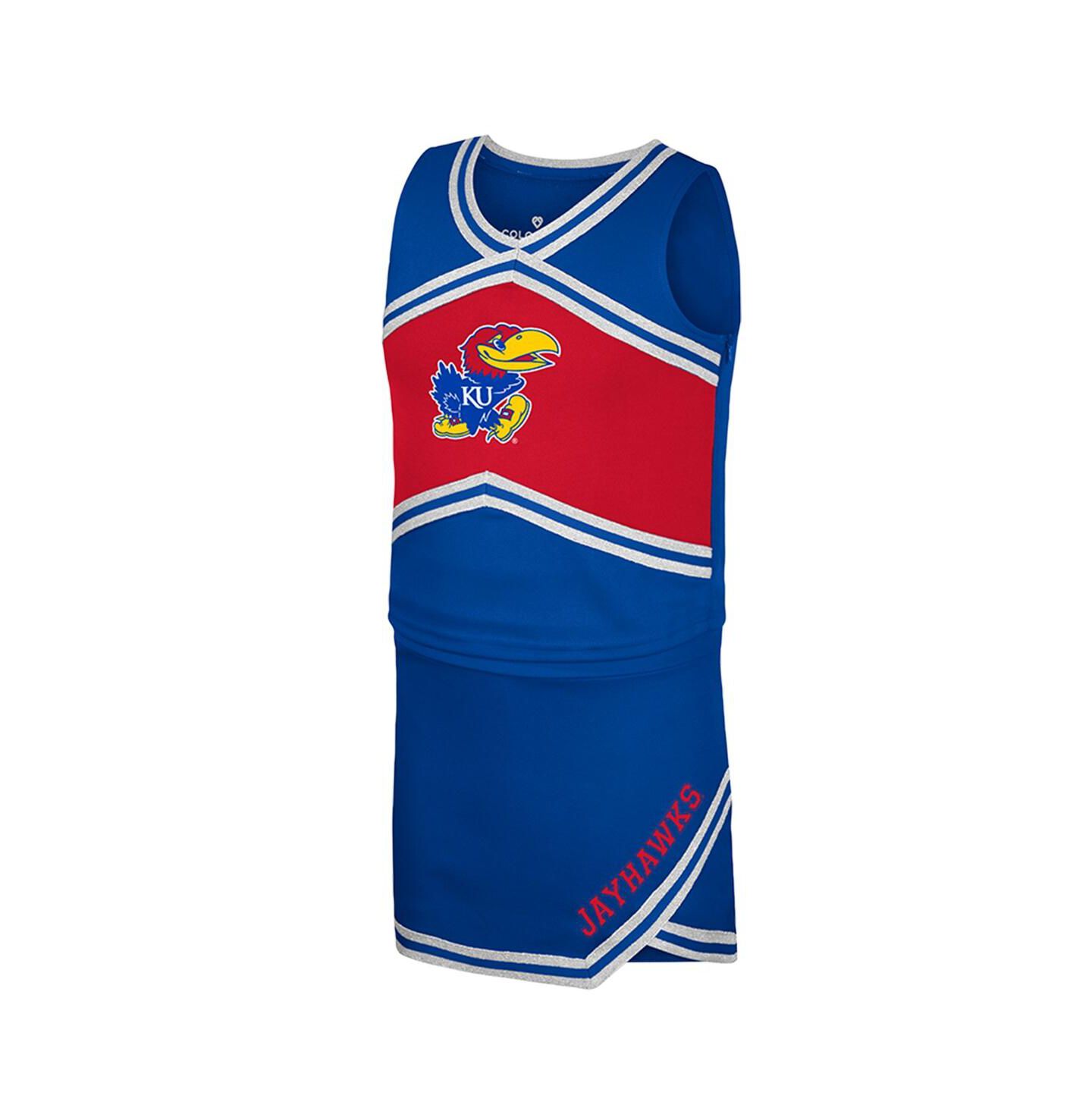 Детский комплект Colosseum Big Girls 2-Piece Royal Kansas Jayhawks Cheerleader Top and Skirt Set — фото 3