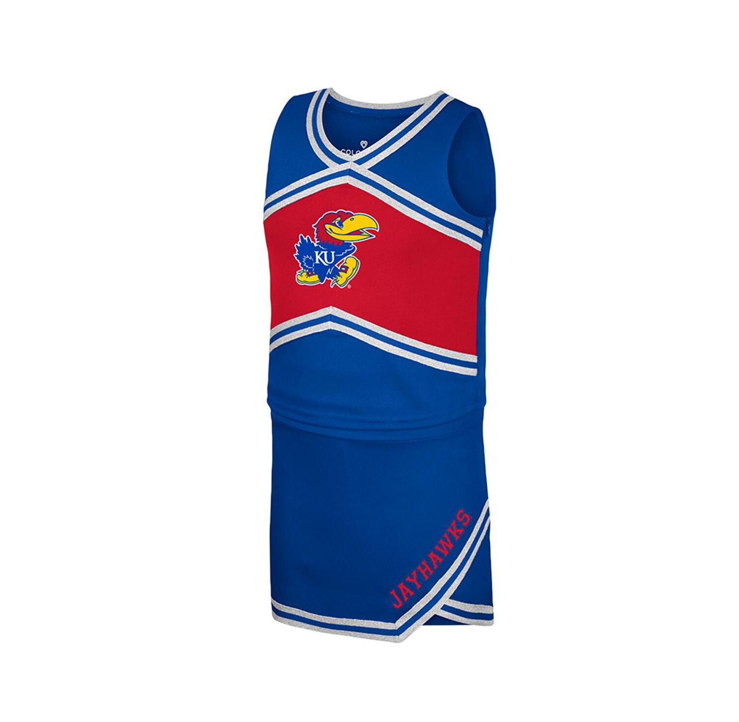 Big Girls 2-Piece Royal Kansas Jayhawks Cheerleader Top and Skirt Set