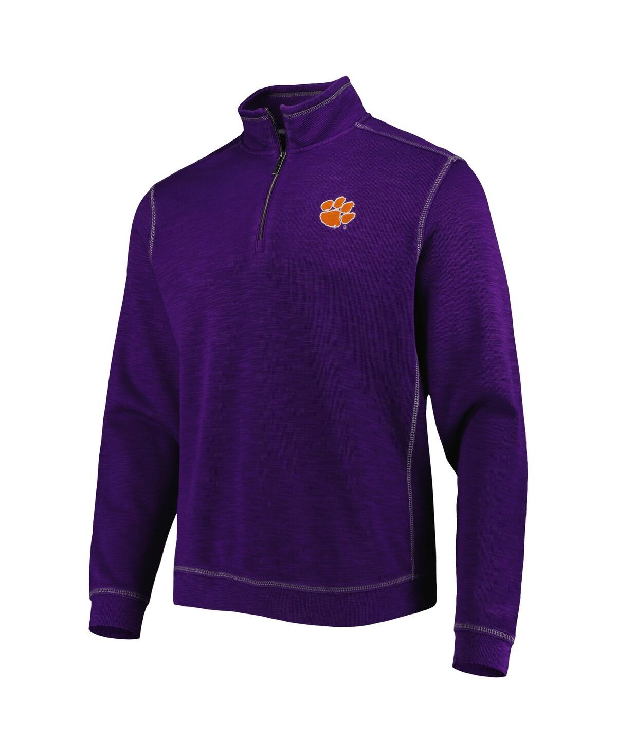 Tommy Bahama Men's Purple Clemson Tigers Sport Tobago Bay Tri-blend Mock Neck Half-zip Jacket In Purple