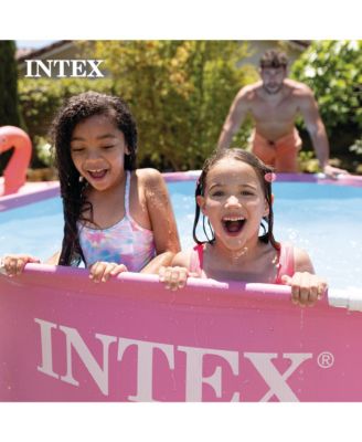 28290EH 8ft x 30in Round Metal Frame Above Ground Swimming Pool, Pink