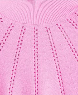 Women's Plus Size Cotton Pointelle Turtleneck Sweater