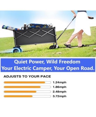 Dual-drive foldable electric multi-functional sports equipment trolley: Equipped with 360° all-terrain capability, dual 300-watt motors and 6.5-inch all-terrain tires - suitable for camping, gardening and shopping trips.