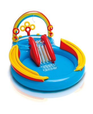 9.75ft x 6.3ft x 53in Rainbow Slide Kids Play Inflatable Pool Ring Center