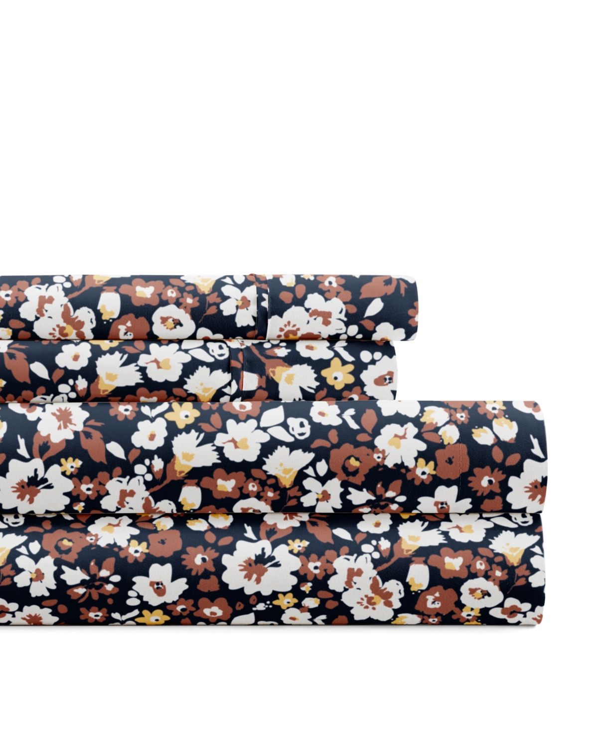 Ienjoy Home Delicate Blossoms 4-p.c. Sheet Set, Queen In Brown