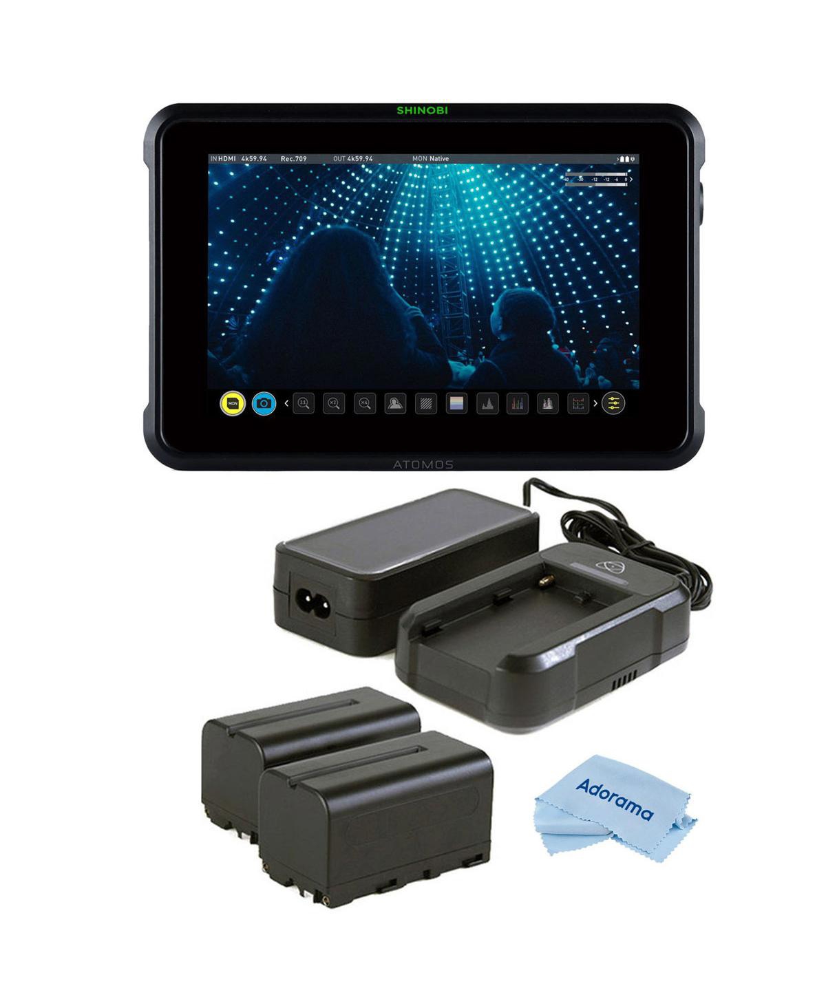 Atomos Shinobi 7" Full Hd Ips Touchscreen Hdr Photo and Video Monitor, Supports 4K Hdmi Input with Atomos Power Kit 2x 5200mAh Battery, Cloth