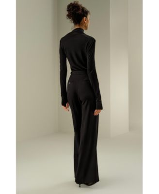 Women's Slim Fitted Silk Jersey Long Sleeve Top