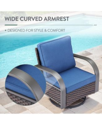 SteelCurve 2-Person PE Wicker Patio Swivel Chair Outdoor Glider with CushionGuard Olefin Cushion
