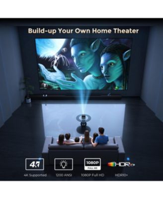 Viedo Projector With Wifi And Bluetooth, Smart Movie System/ Dolby Audio/ Auto Focus & Keystone Portable Projector For Home Theater / Outdoor