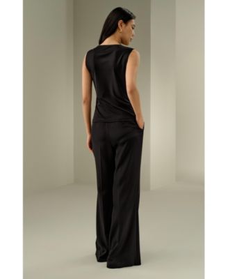 Women's Silk Jersey Cowl-neck Sleeveless Top