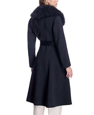 Women's Fur-Trimmed Wrap Coat