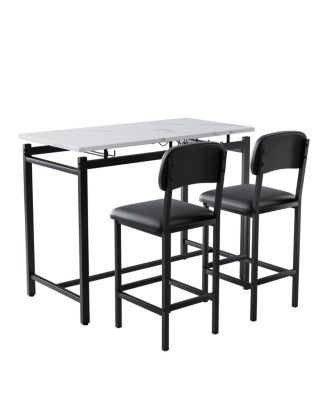 3 Piece Dining Table Set with 2 Upholstered Chairs for Kitchen or Small Apartment