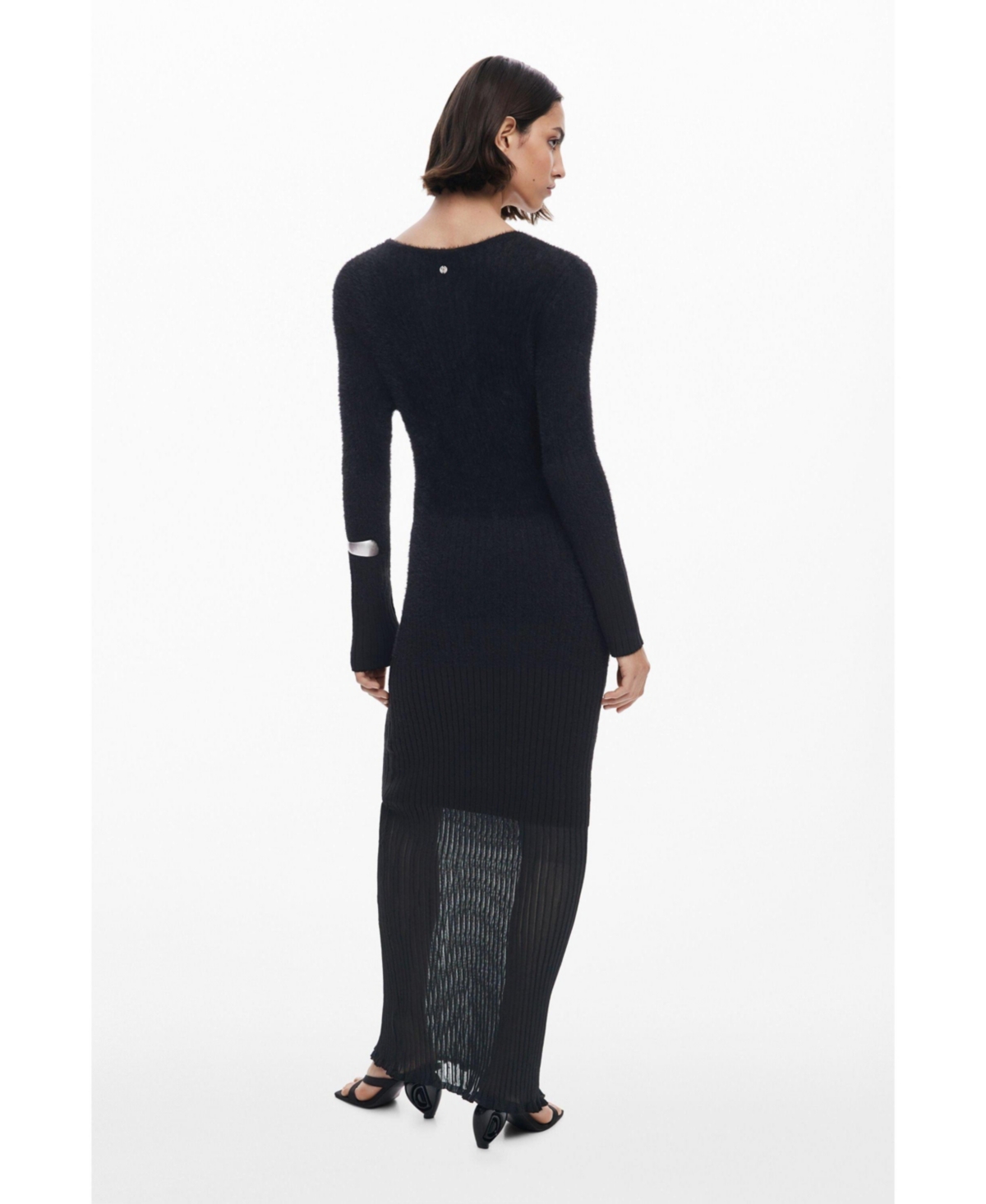 Desigual Women's Sheer Fur Dress In Black