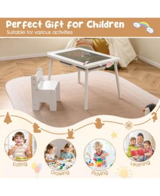 Sensory Table & Chair Set for Kids 2-8 with Foldable Bins for Sand/Water & Paper Beige
