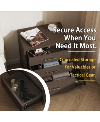 5 Drawers Nightstand with 2 Hidden Drawers,Bedside table,Chest of Drawers