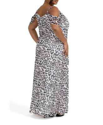 Women's Off The Shoulder Leopard Maxi Dress