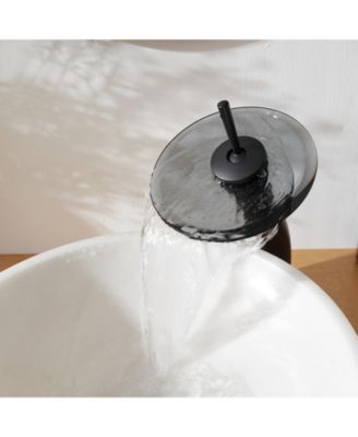 Waterfall Tall Spout Single Hole Single-Handle Vessel Sink Faucet Vanity In Matte Black