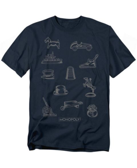 Мужская футболка Monopoly Monochrome Icons, цвет: Тёмно-синий