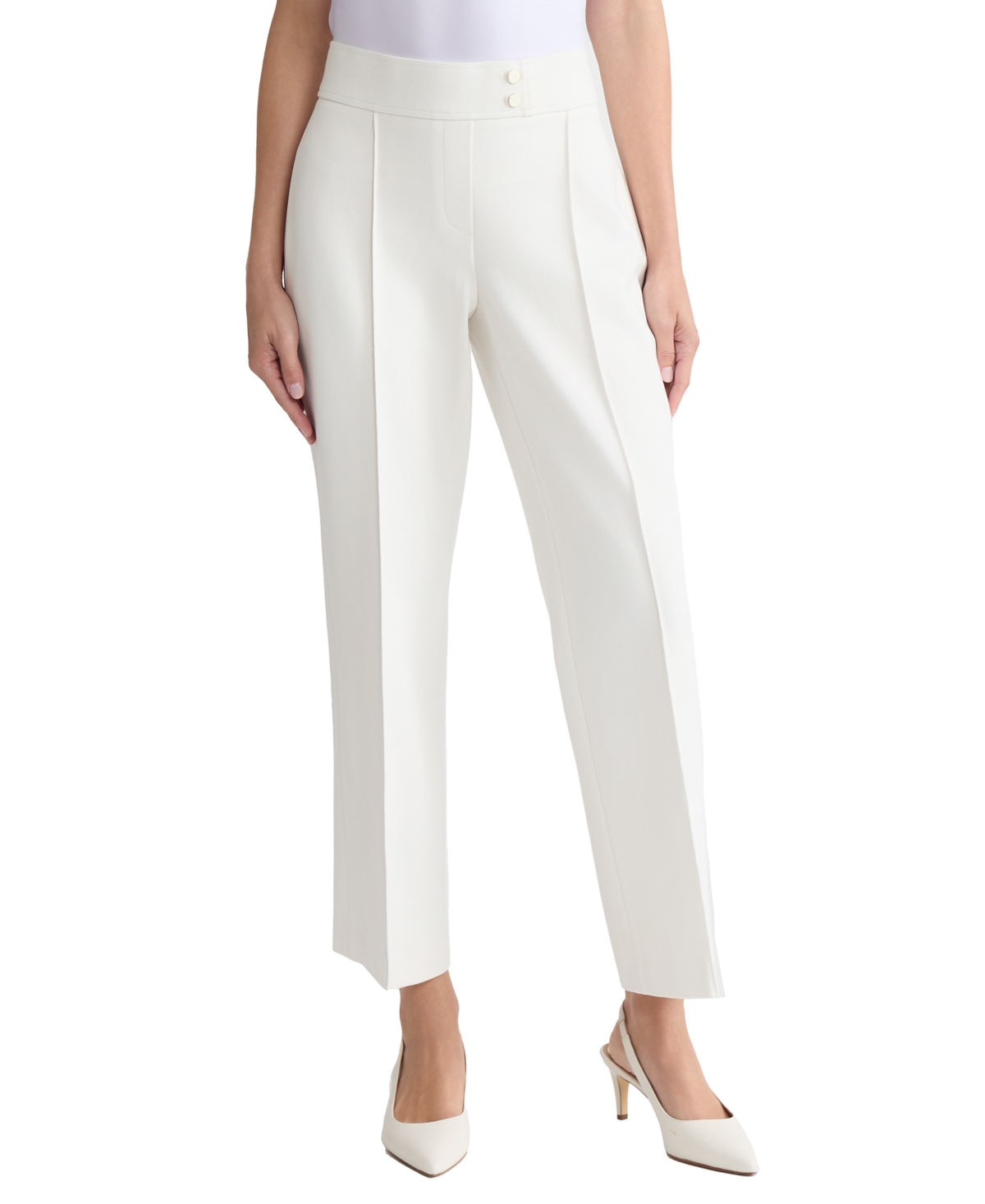 Jones New York Women's Pull-on Pintuck Trousers In White