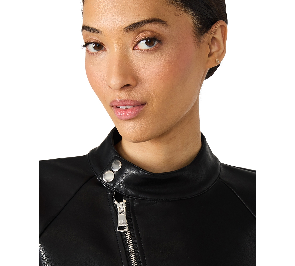 Steve Madden Women's Jett Trapeze Moto Collarless Jacket