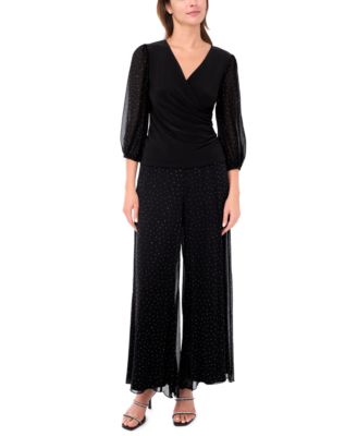 Women's V-Neck Puff Sleeve Wrap Top