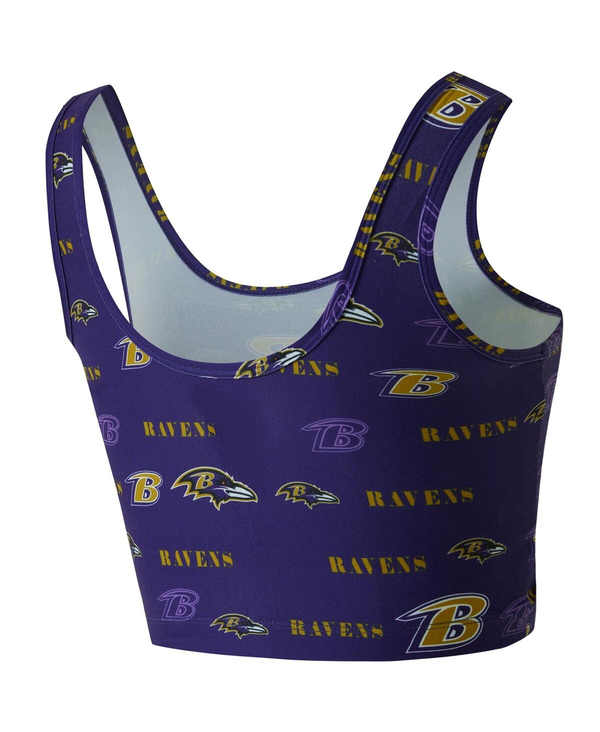 Concepts Sport Women's Purple Baltimore Ravens Mosaic Allover Print Bralette In Blue