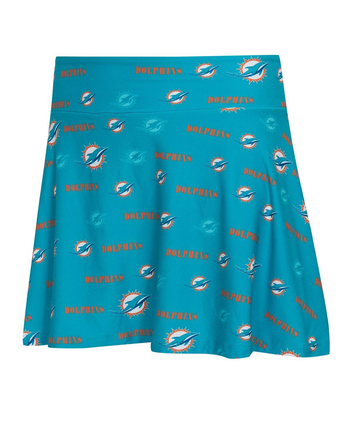 Concepts Sport Women's Aqua Miami Dolphins Mosaic Allover Print Skort In Blue