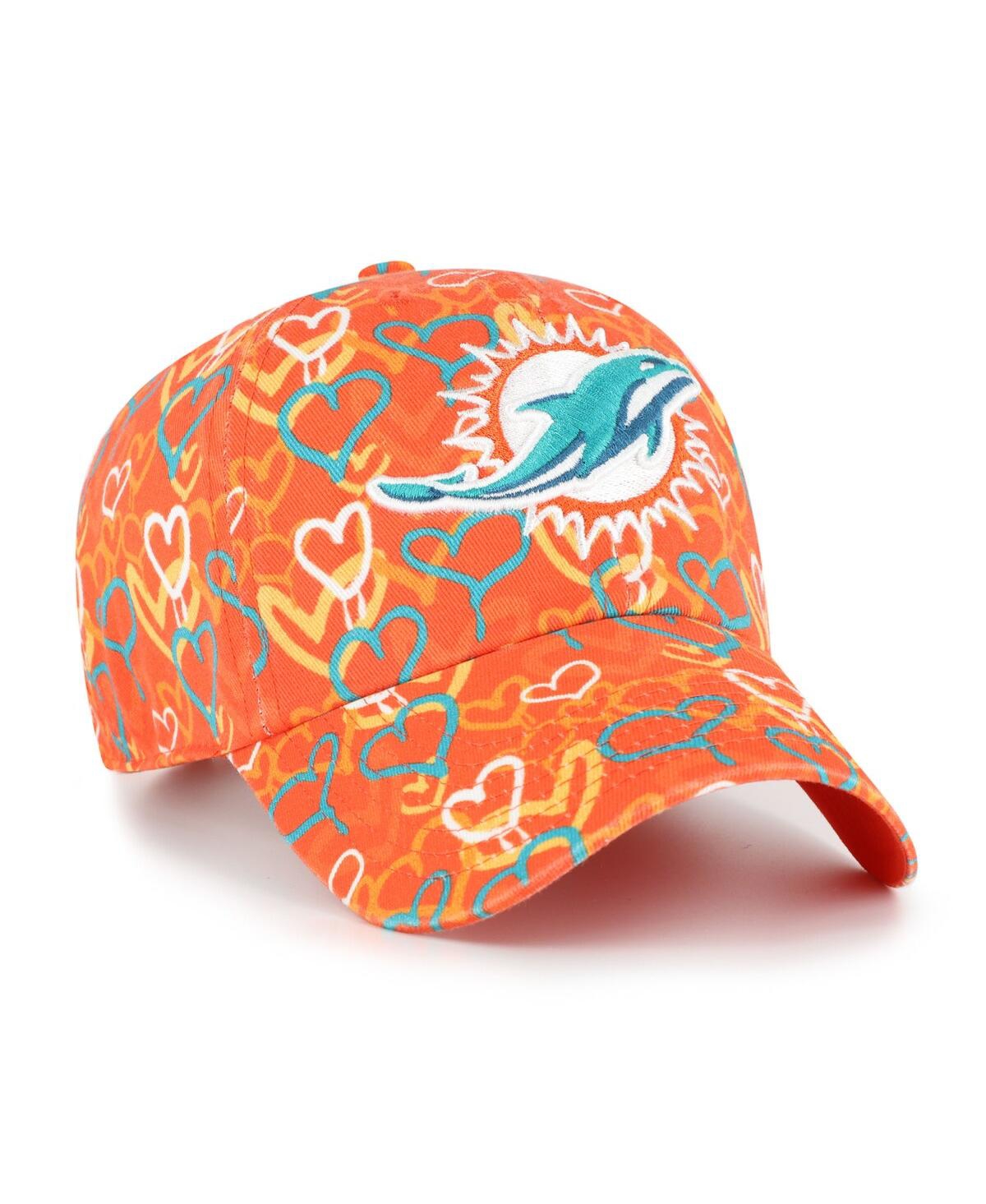 47 Brand Big Girls Orange Miami Dolphins Mural Clean Up Adjustable Hat In Orange