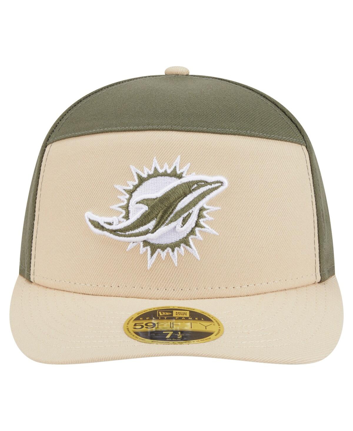 New Era Men's Light Beige/olive Miami Dolphins Two-tone Color Pack Split Panel 59fifty Fitted Hat In Green