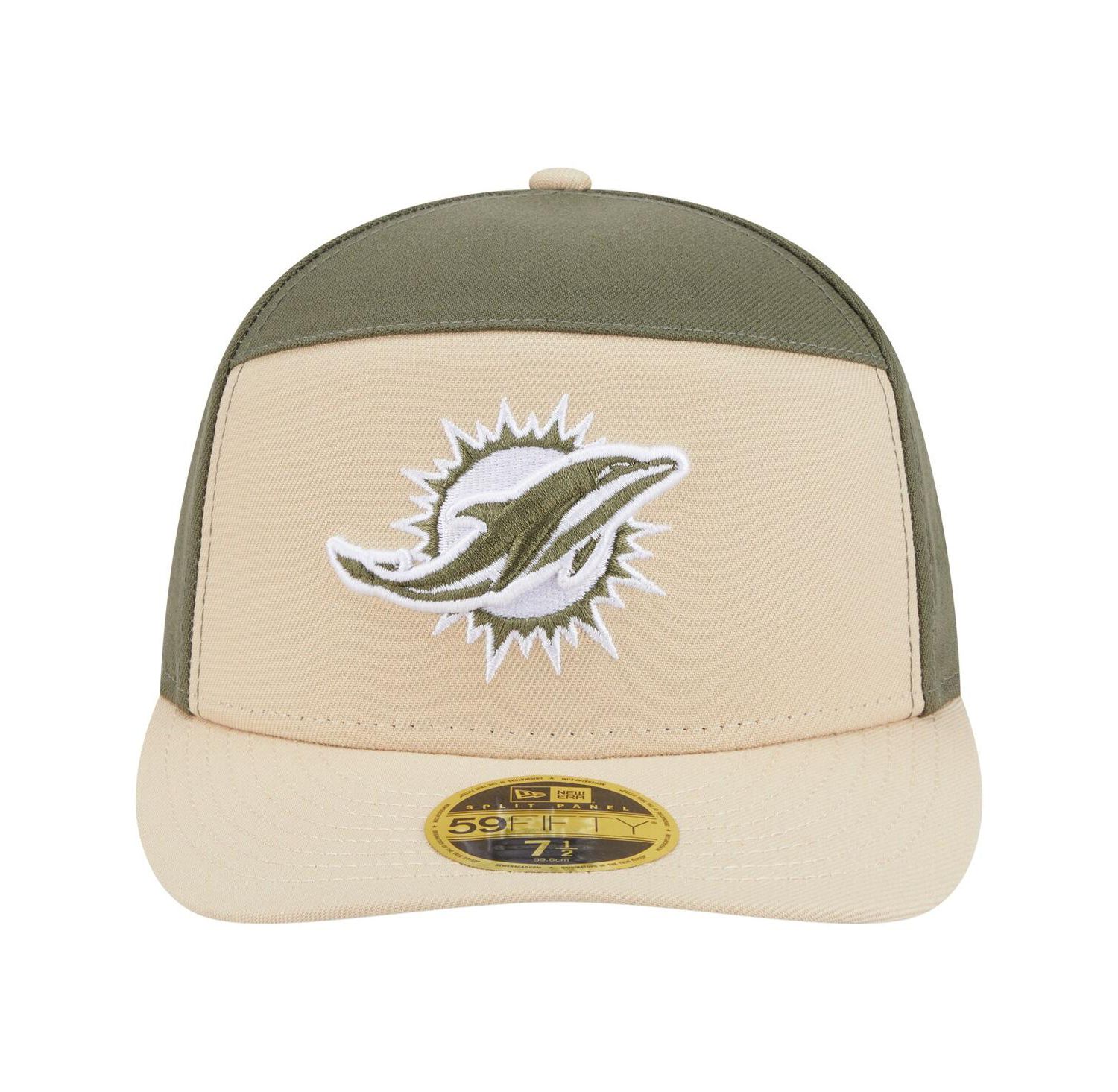 Men's Light Beige/Olive Miami Dolphins Two-Tone Color Pack Split Panel 59FIFTY Fitted Hat