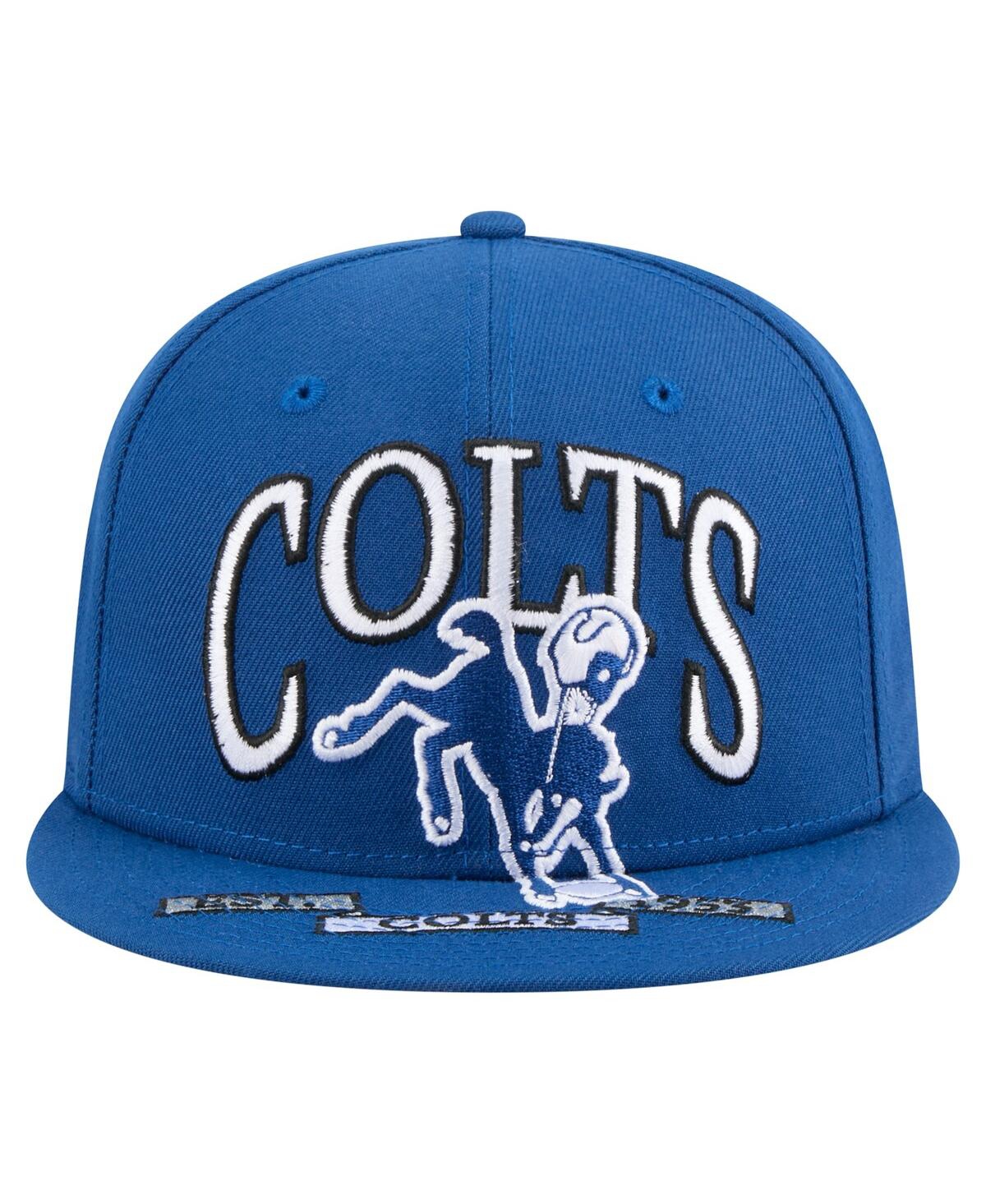 New Era Men's Royal Indianapolis Colts Throwback Oversized 59fifty Fitted Hat In Blue