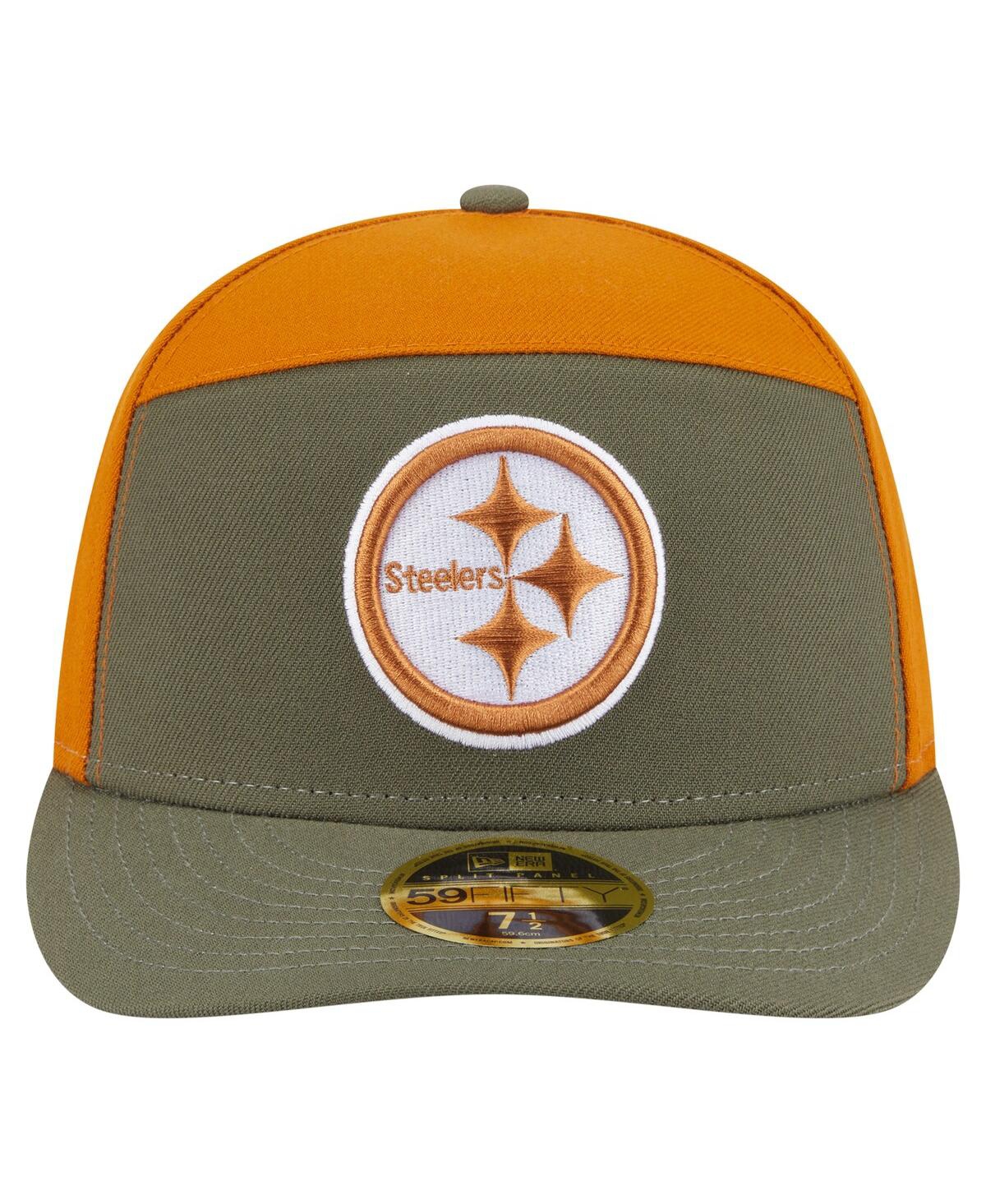 New Era Men's Olive/Brown Pittsburgh Steelers Two-Tone Color Pack Split Panel 59FIFTY Fitted Hat