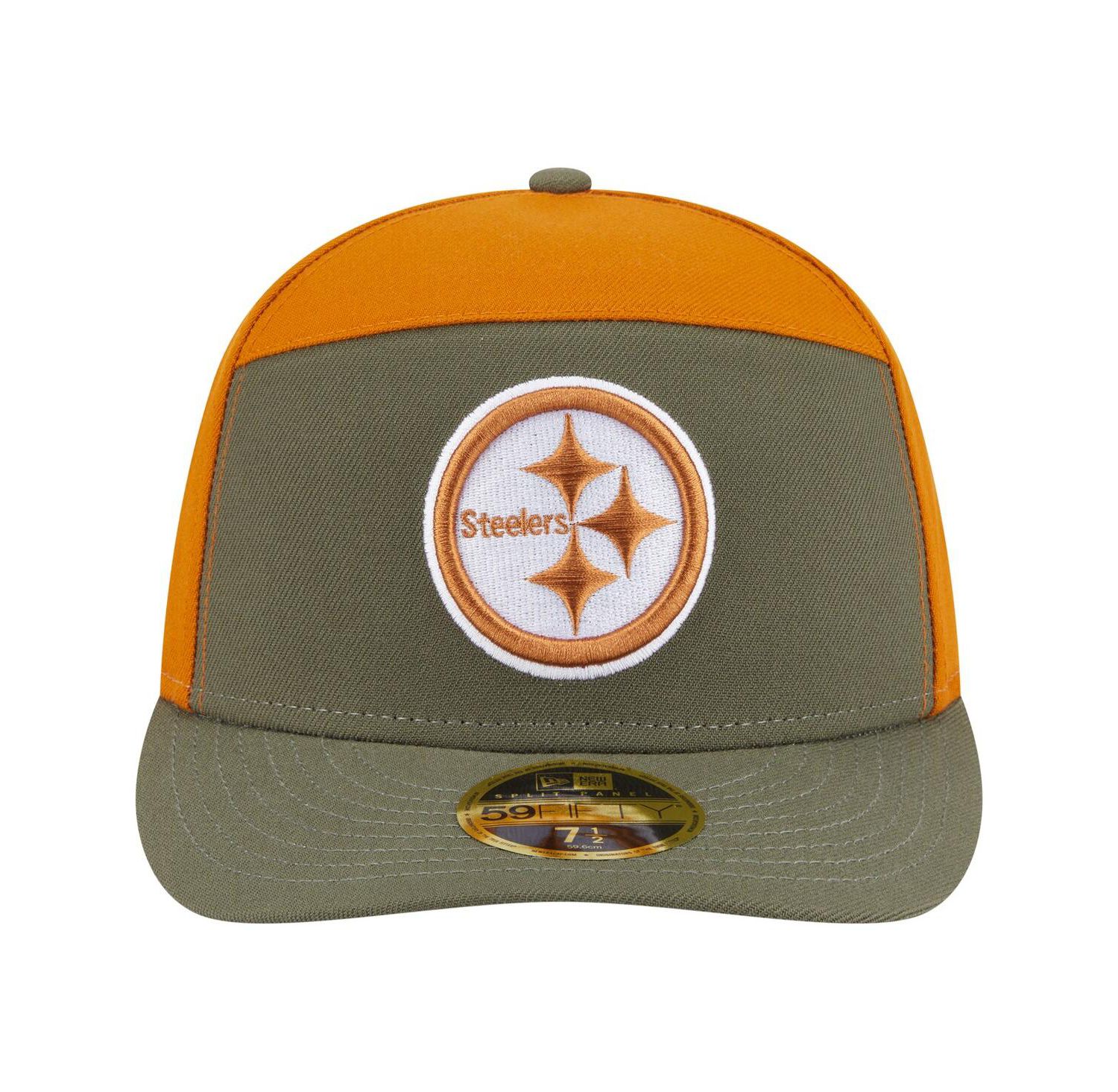 Men's Olive/Brown Pittsburgh Steelers Two-Tone Color Pack Split Panel 59FIFTY Fitted Hat