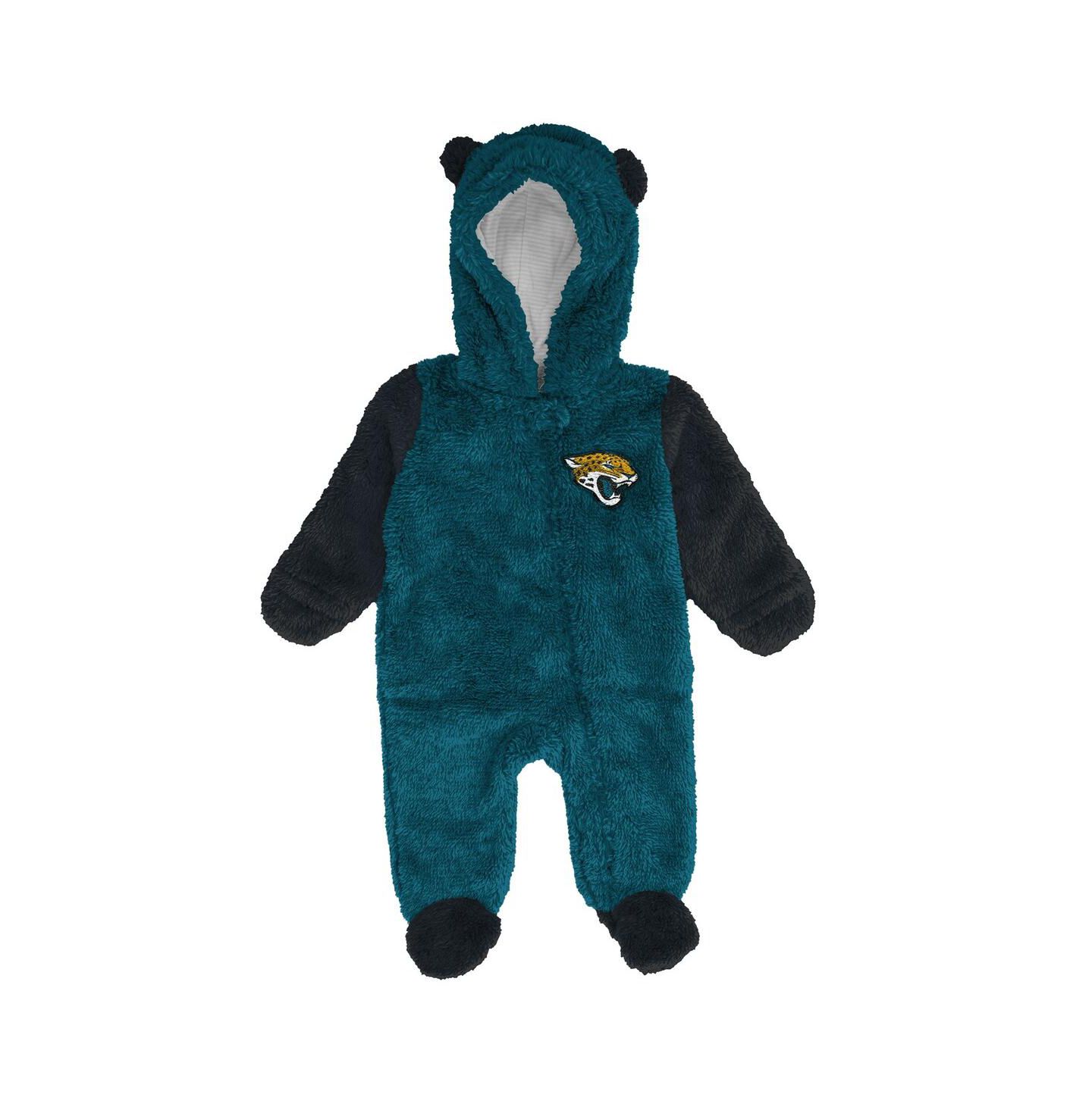 Outerstuff Baby Boys and Girls Teal Jacksonville Jaguars Stay Napping Fleece Bunting Full-Zip Sleeper — фото 3