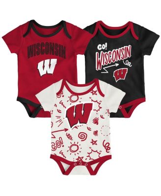 Outerstuff - Baby Boys and Girls Wisconsin Badgers Three-Pack All Day Play Bodysuit Set