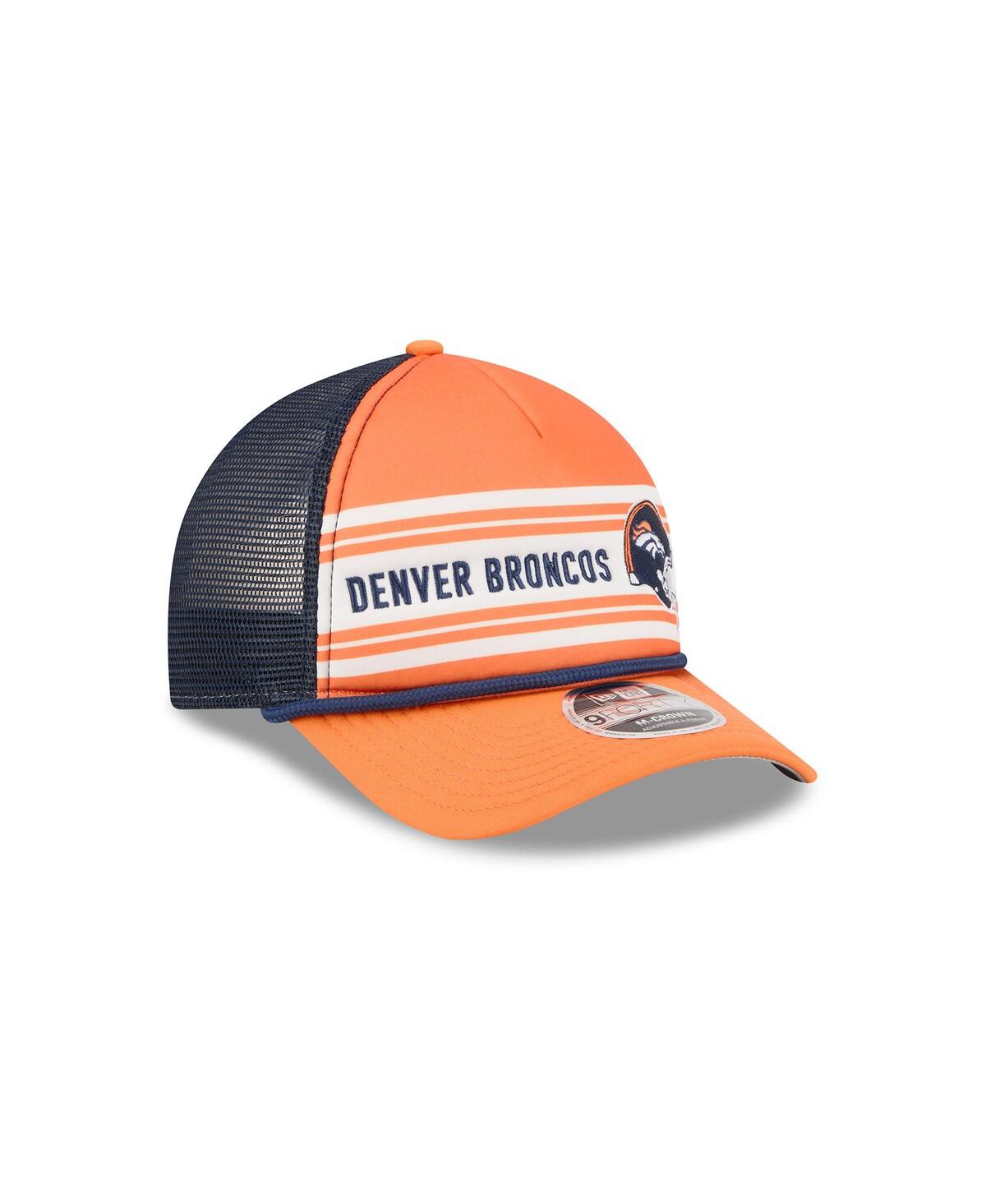 New Era Men's Orange Denver Broncos Linear A-Frame 9FORTY Adjustable Hat