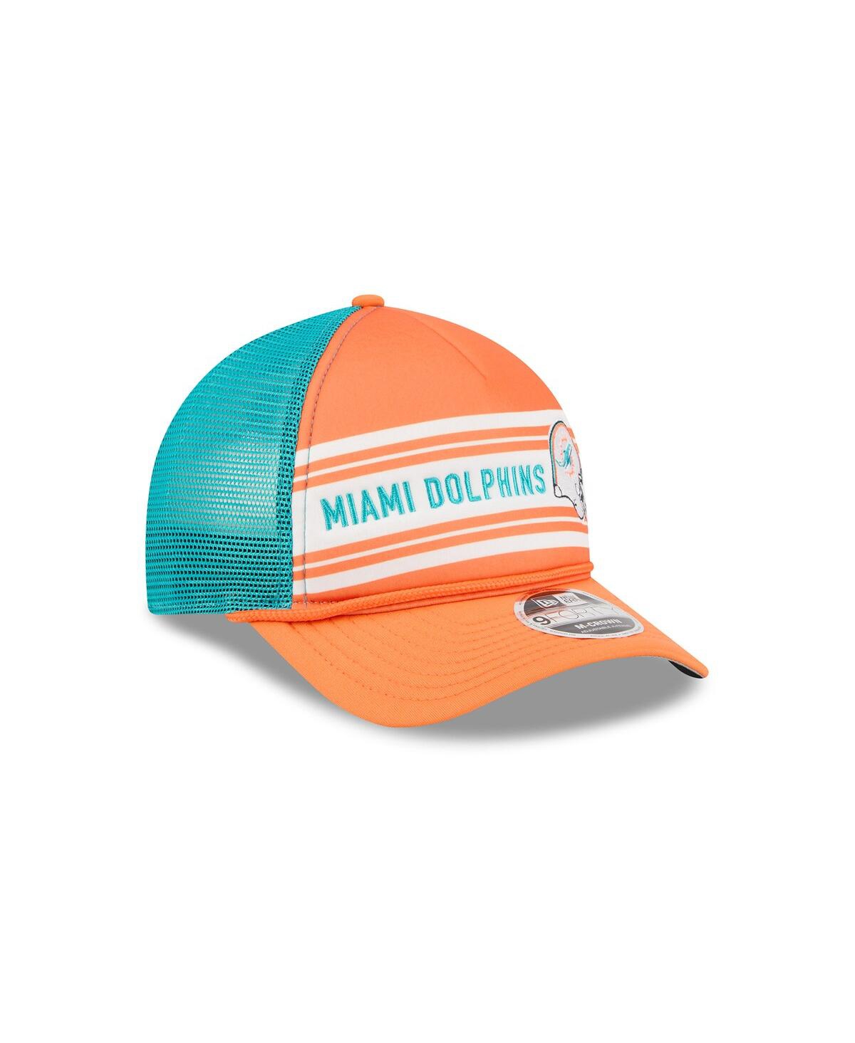 New Era Men's Orange Miami Dolphins Linear A-Frame 9FORTY Adjustable Hat