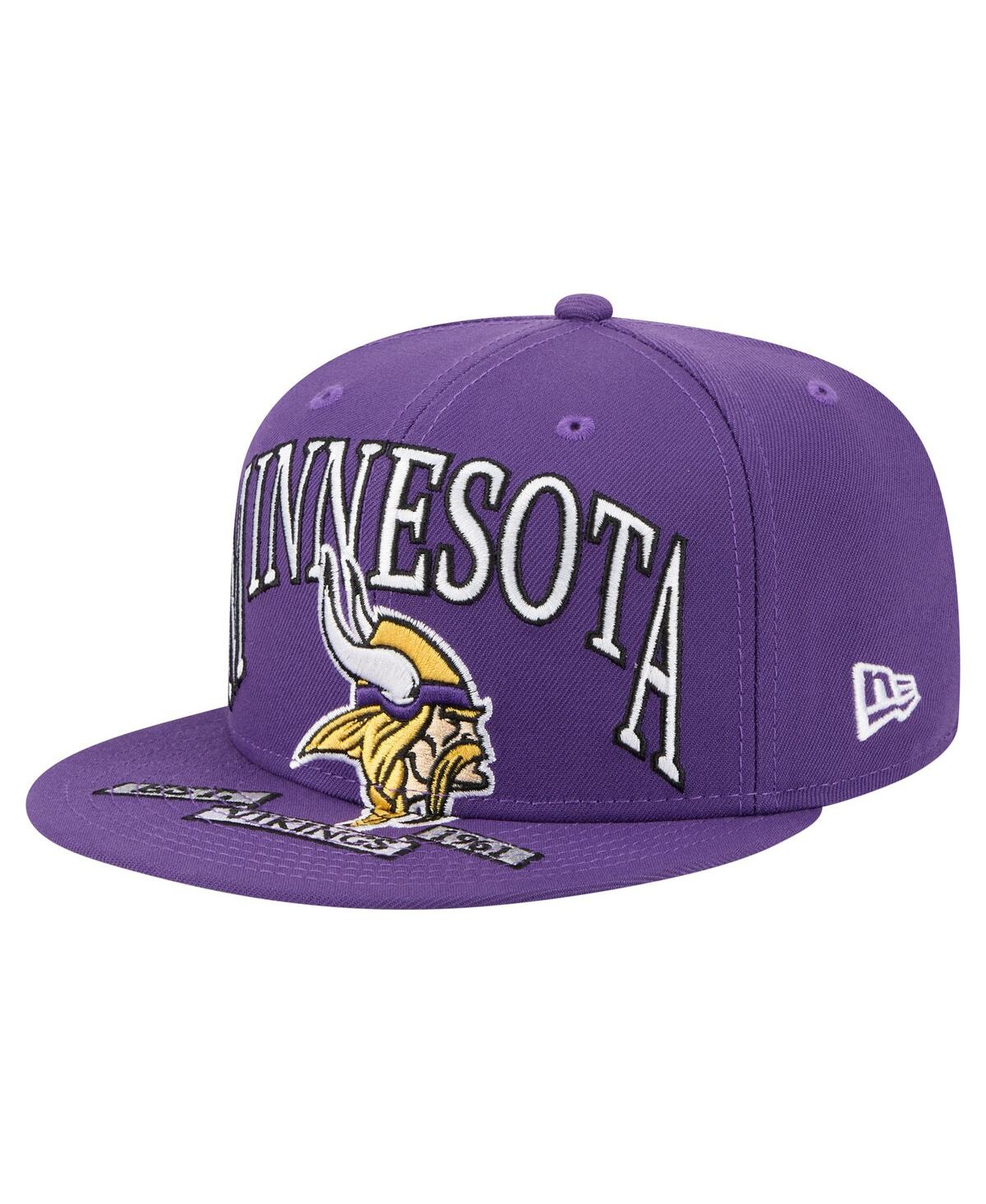 New Era Men's Purple Minnesota Vikings Oversized 59fifty Fitted Hat In Purple