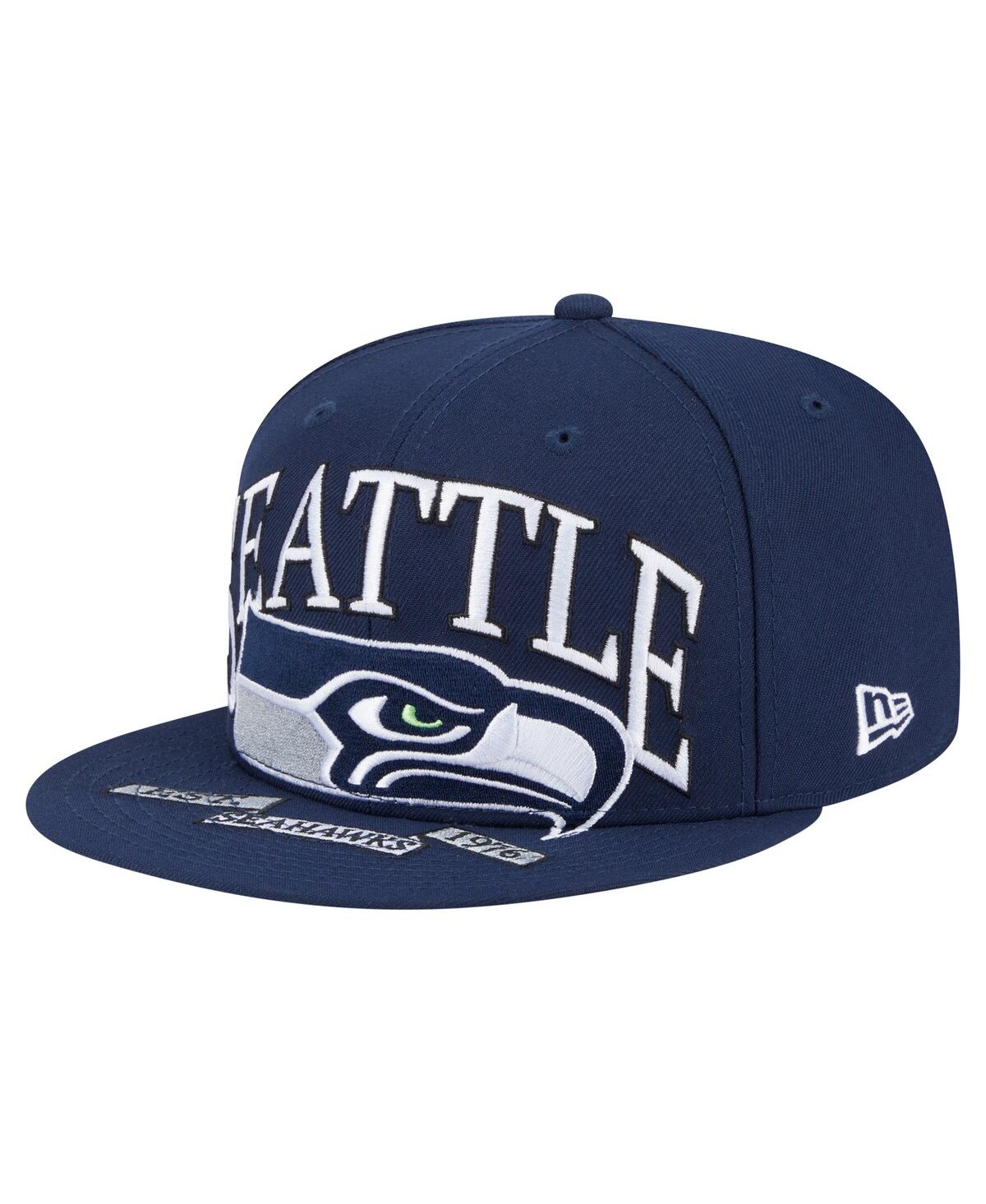 New Era Men's College Navy Seattle Seahawks Oversized 59fifty Fitted Hat In Blue