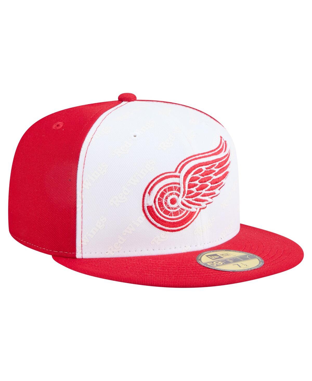 New Era Men's White/red Detroit Red Wings Repeat Two-tone 59fifty Fitted Hat In Red