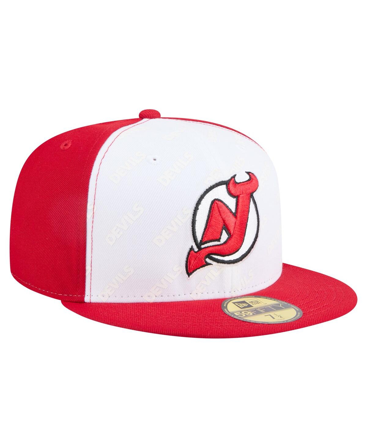 New Era Men's White/red New Jersey Devils Repeat Two-tone 59fifty Fitted Hat In White