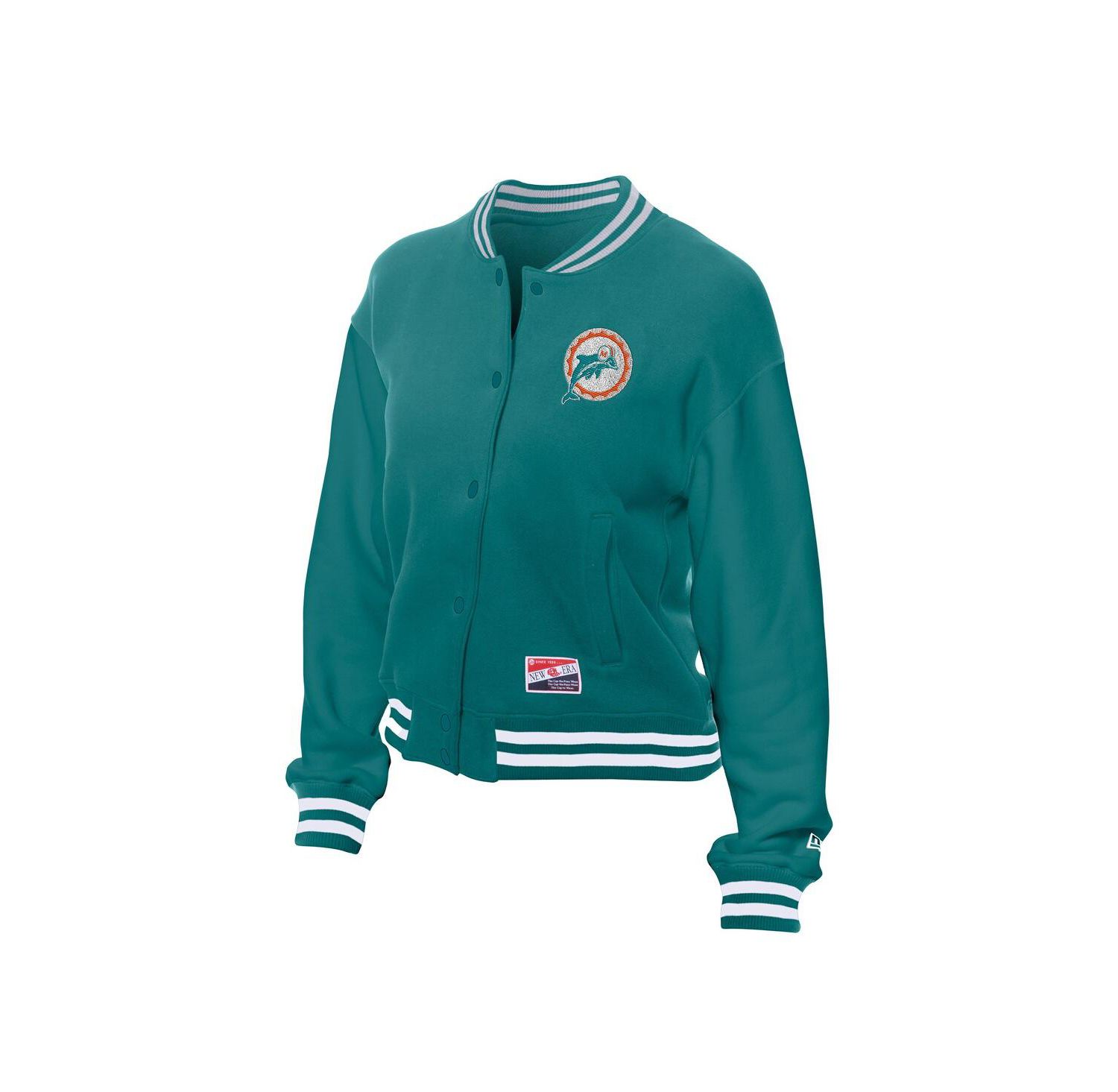Women's Aqua Miami Dolphins Throwback Fleece Full-Snap Jacket