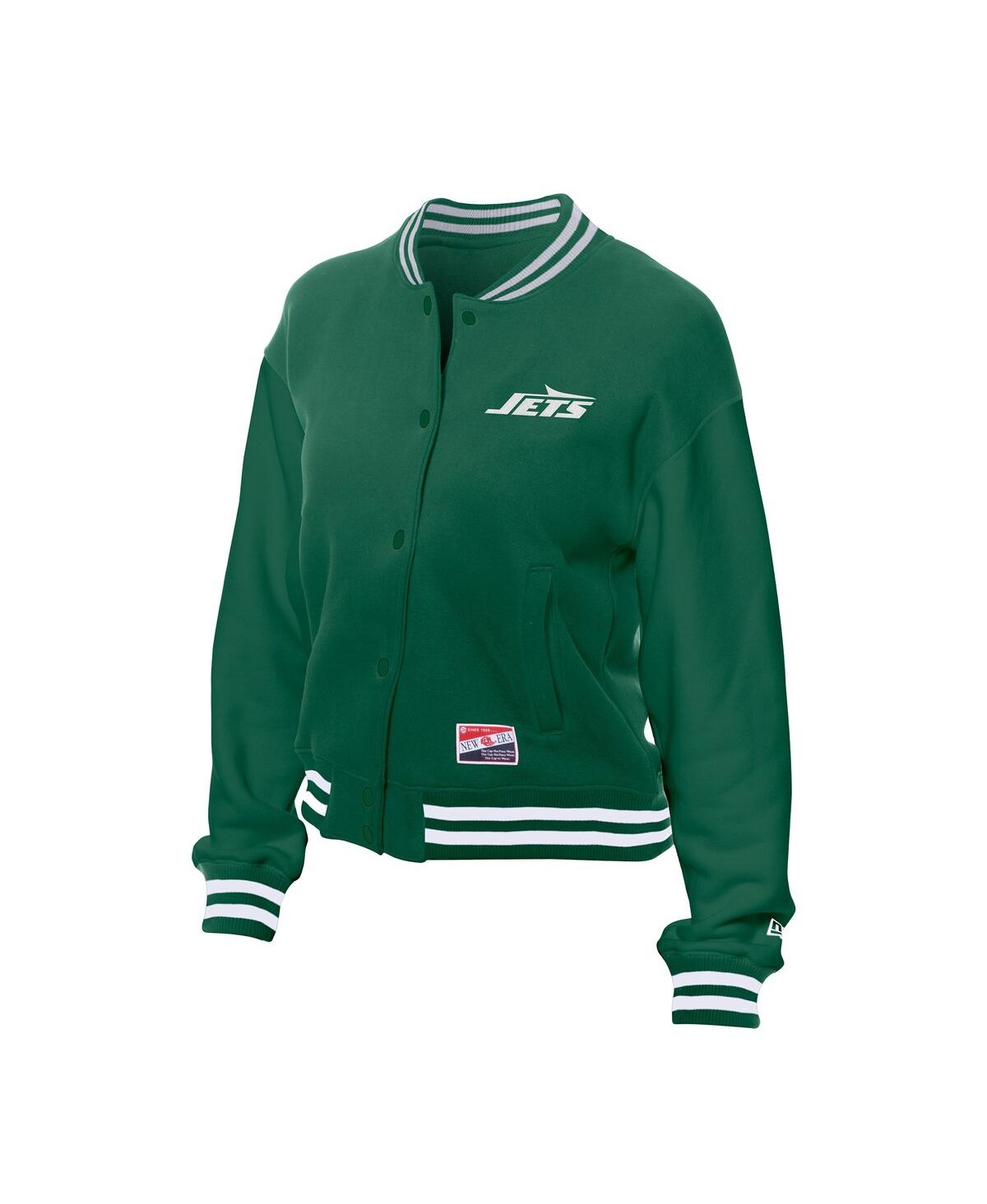 New Era Women's Kelly Green New York Jets Throwback Fleece Full-snap Jacket In Green