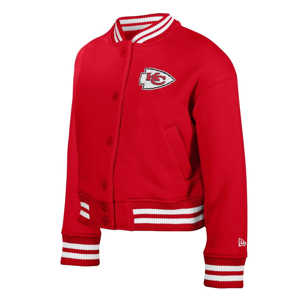 New Era Big Boys and Girls Red Kansas City Chiefs Chenille Applique Fleece Full-Snap Jacket