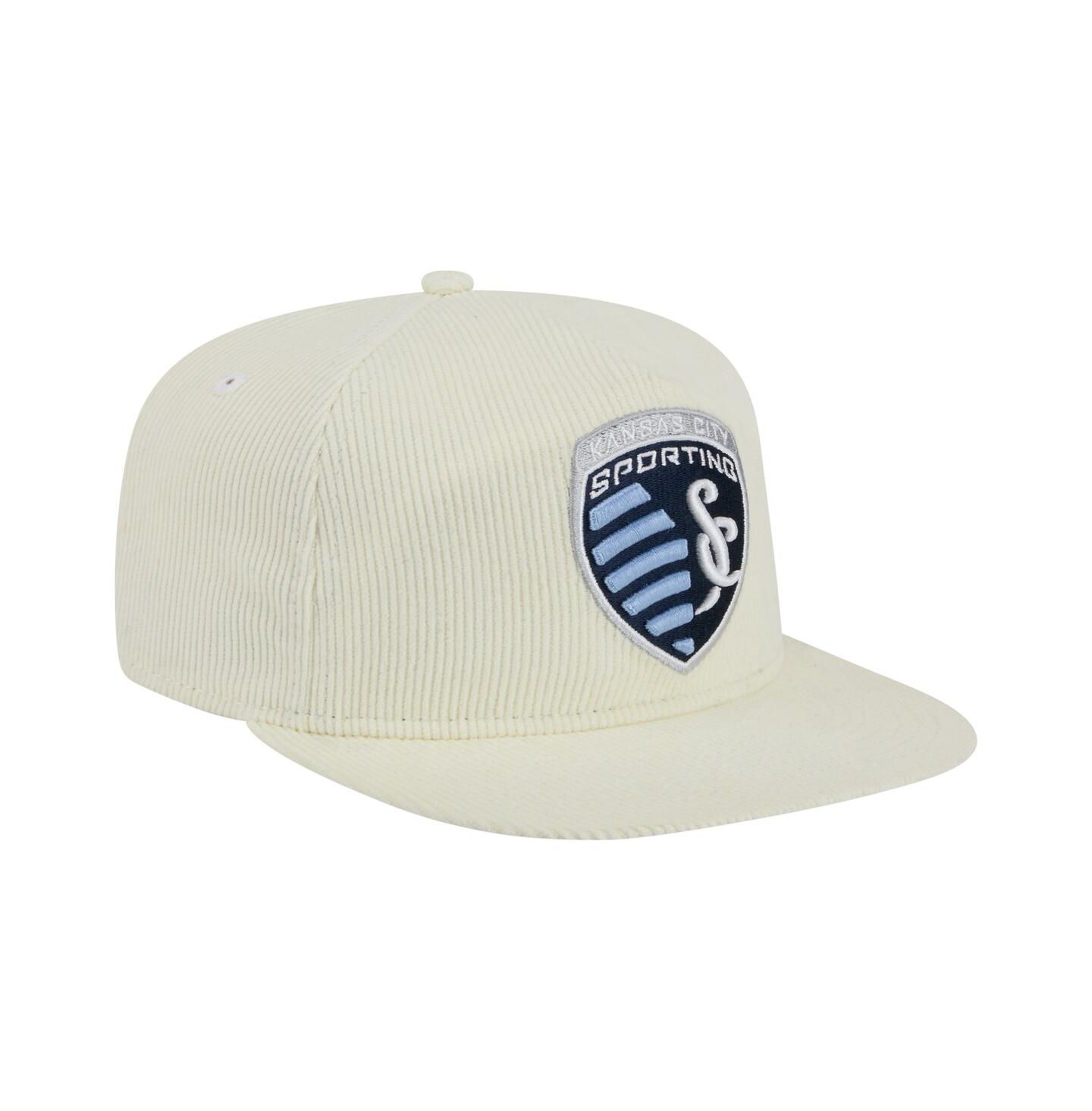 Мужская кепка New Era Cream Sporting Kansas City 2025 Kickoff Snapback Golfer Hat — фото 3